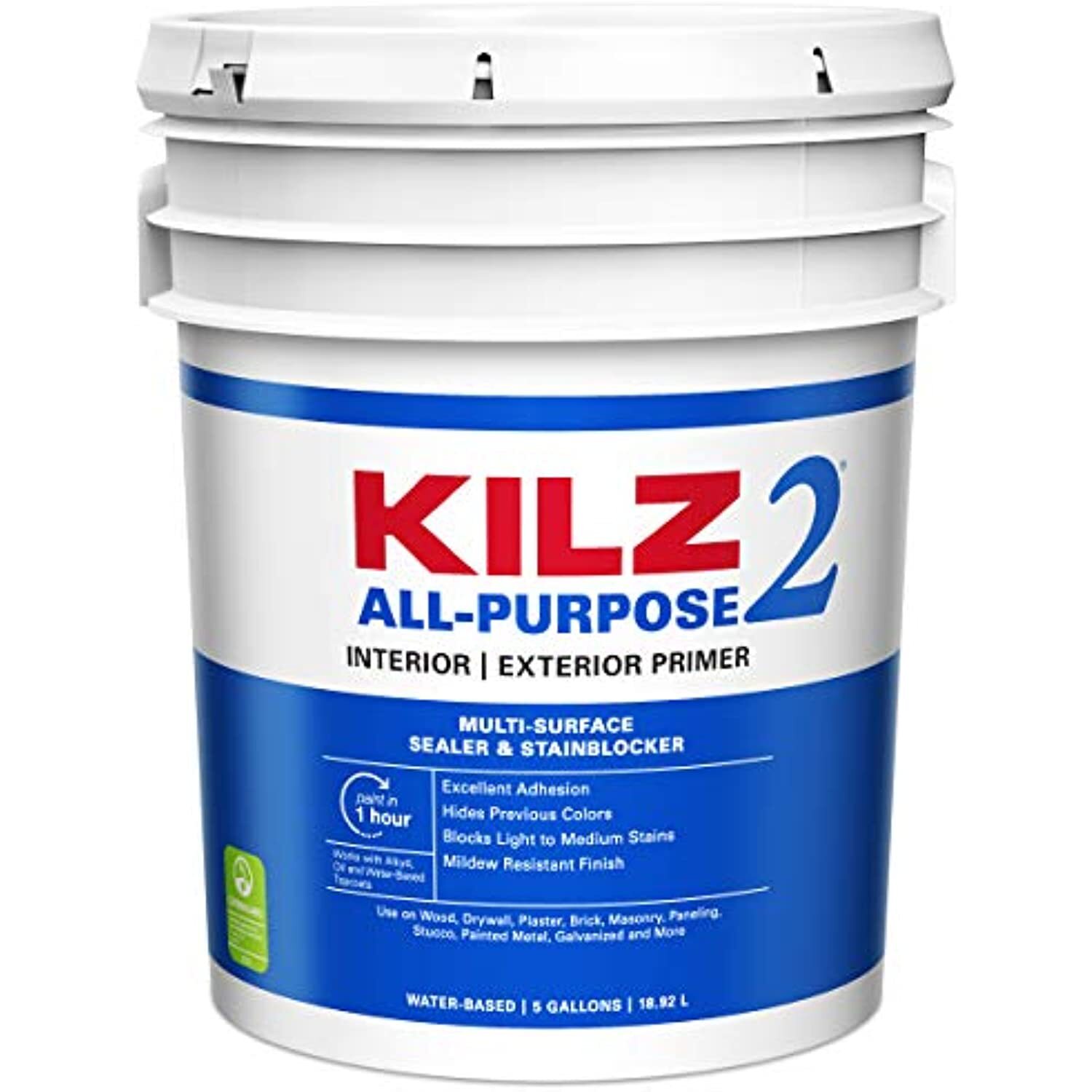 KILZ 2 All-Purpose Primer, Interior/Exterior, 5 Gallon
