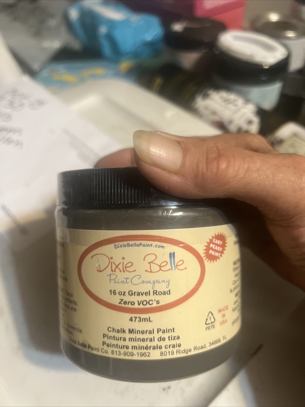 Matte Finish Furniture Paint, GRAVEL ROAD Gray, Dixie Belle Paint,sealed 16 Oz