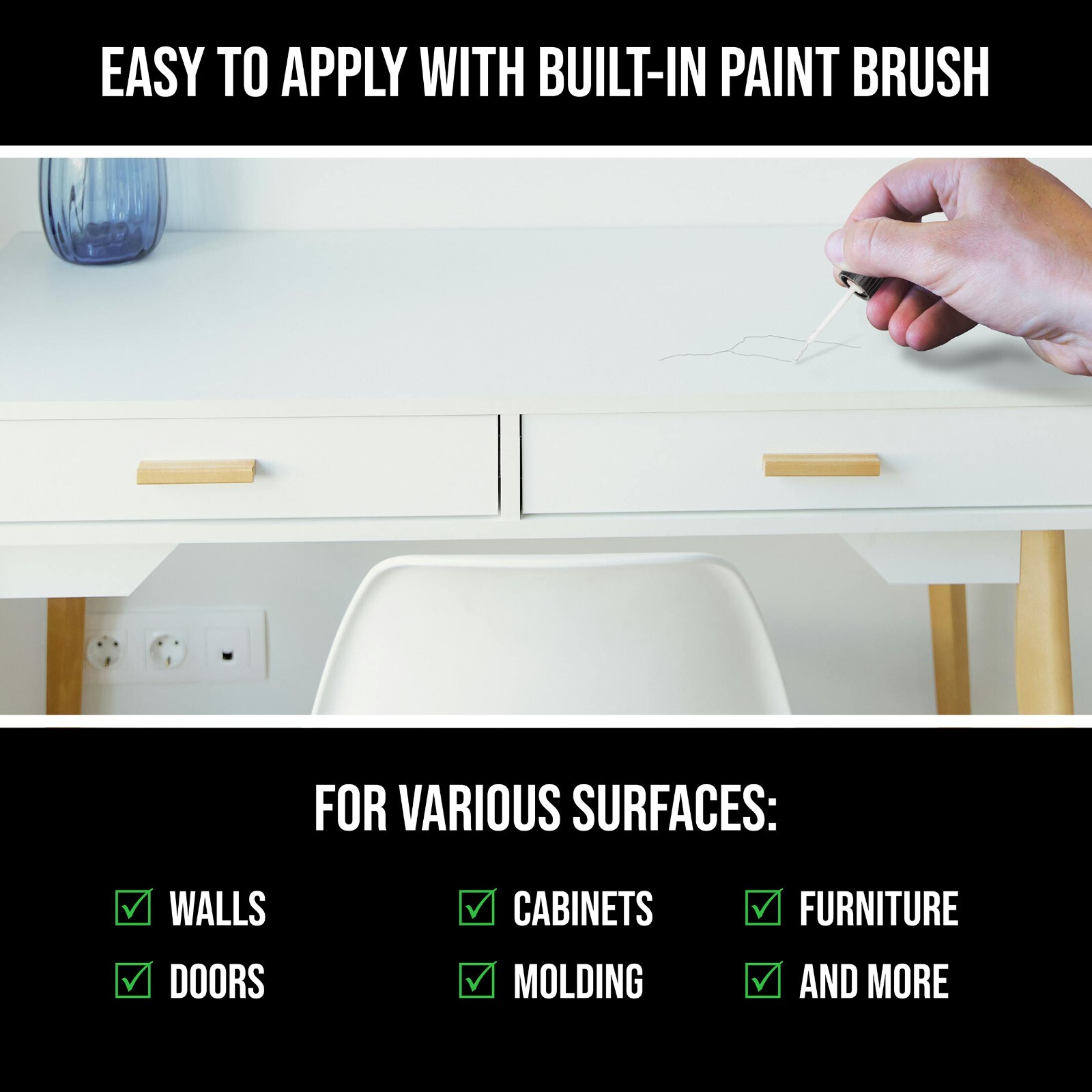 White Glossy Touch Up Paint For Wall Door Cabinets Wood Furniture Trim