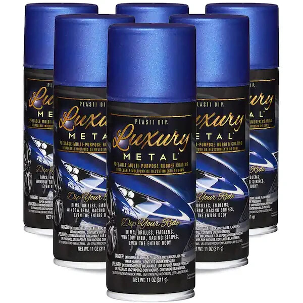 Plasti Spray Paint 11oz Ultrasonic Blue Metallic Rubber Coating 6 Pack Washable