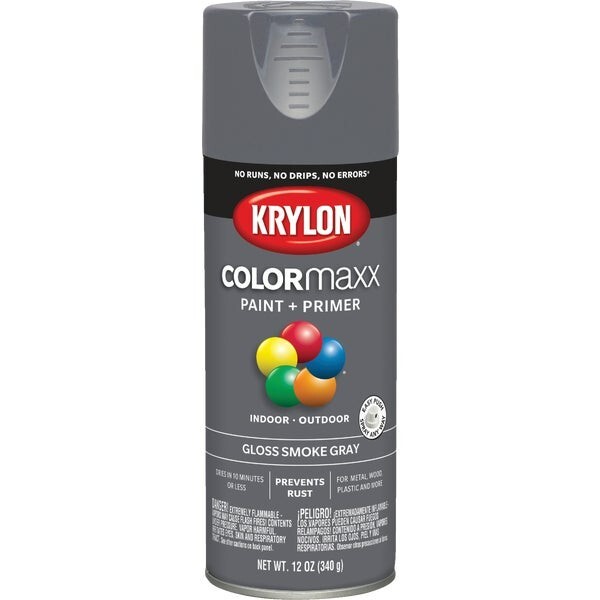 12-Krylon ColorMaxx 12 Oz. Gloss Spray Paint, Smoke Gray Model: K05539007