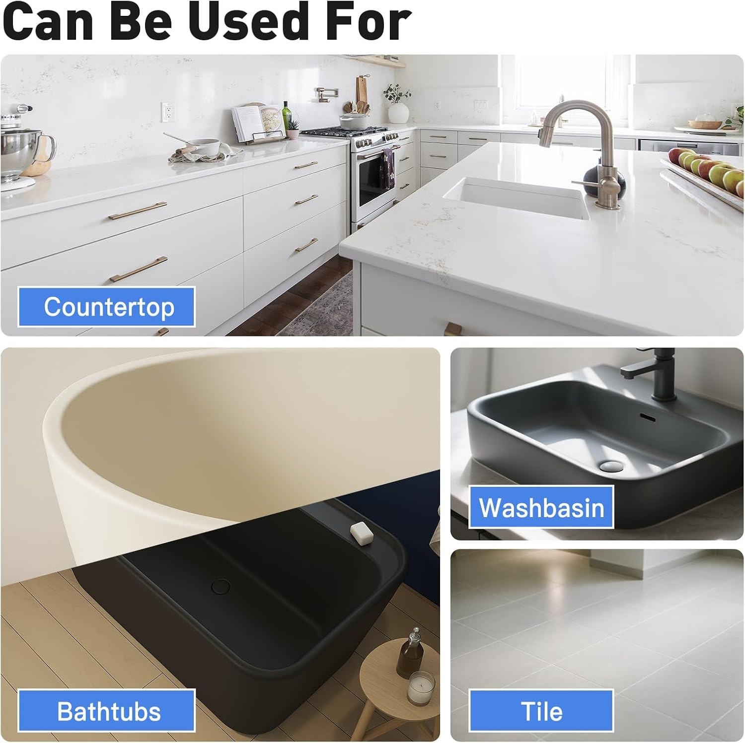 Complete Bathroom and Kitchen Tile Paint Kit with Tools – Durable & Easy Cleanup