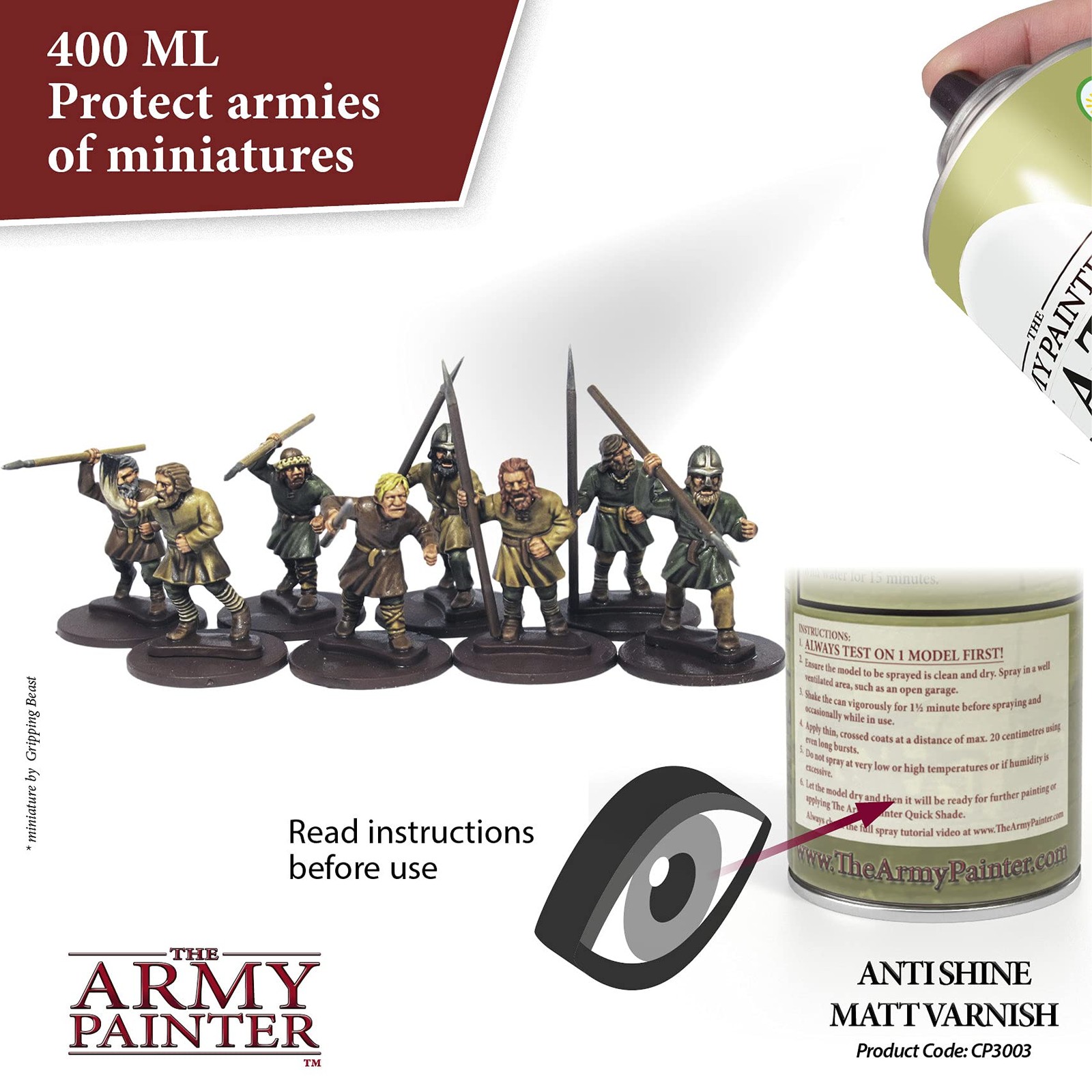The Army Painter Anti Shine Matt Spray for Miniature Painting – After Quickshade