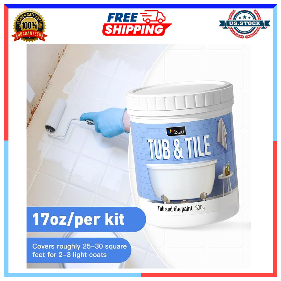 Bathtub Paint & Tile Refinishing Kit with Tools Low Odor White 25-30sq.ft