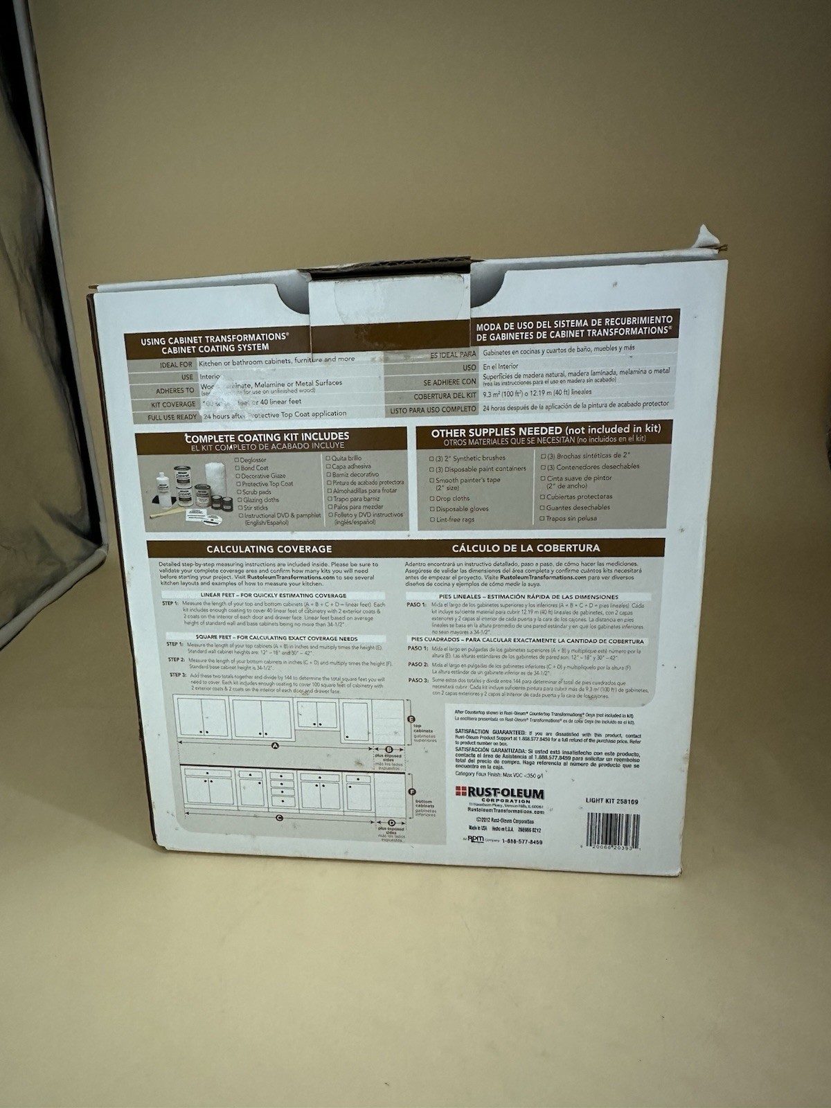 Rust-Oleum Cabinet Transformations Kit Light Tint 258109 Preowned