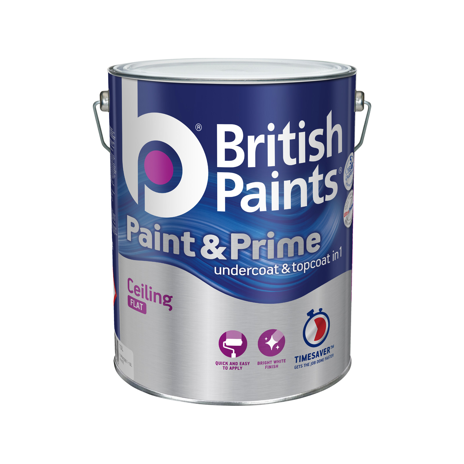 British Paints Ceiling Paint & Prime White – 10L