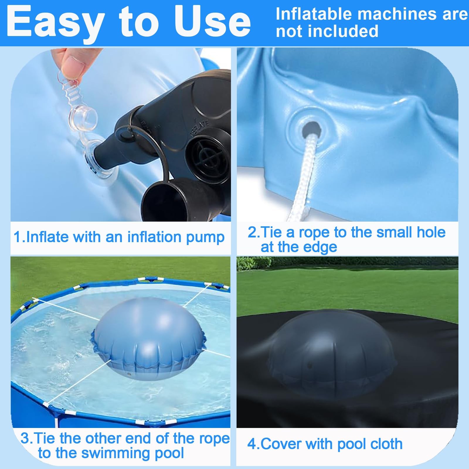 Pool Pillows for Above Ground Pools, Ultra Thick & Durable 4′ (Round), Blue