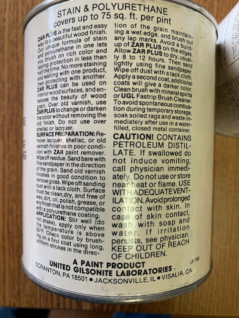 ZAR PLUS 146 COLONIAL PINE/GLOSS Stain and Polyurethane All in One Quart