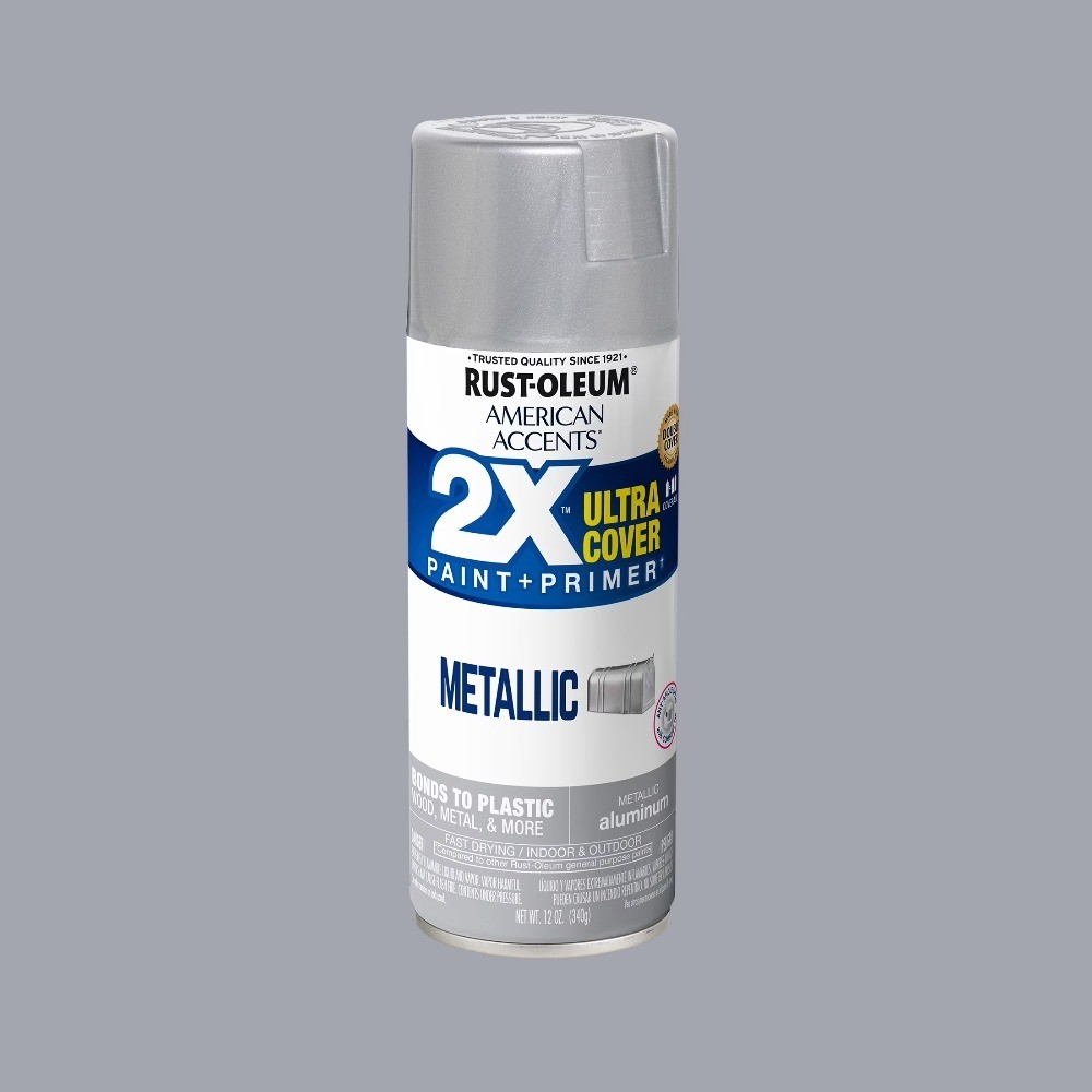 Metallic Silver Aluminum Spray Paint Ultra Cover 2X 12 oz Fast Drying High Gloss
