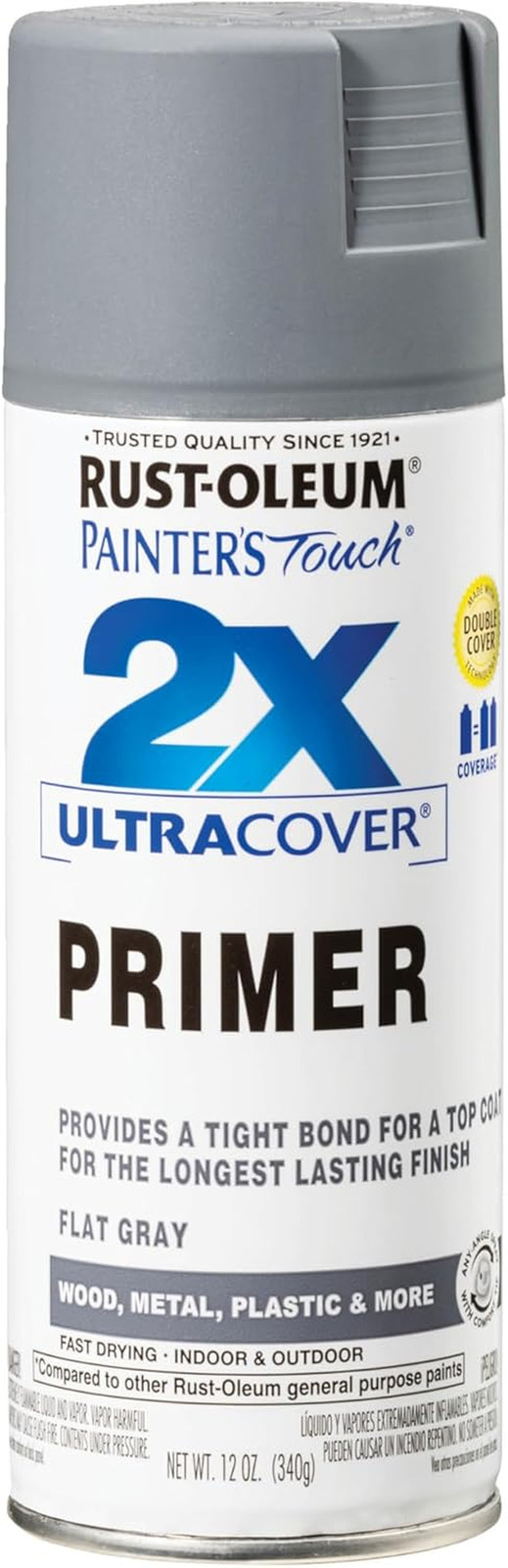 334017 Painter’S Touch 2X Ultra Cover Spray Primer, 12 Oz, Flat Gray, (Pack of 1