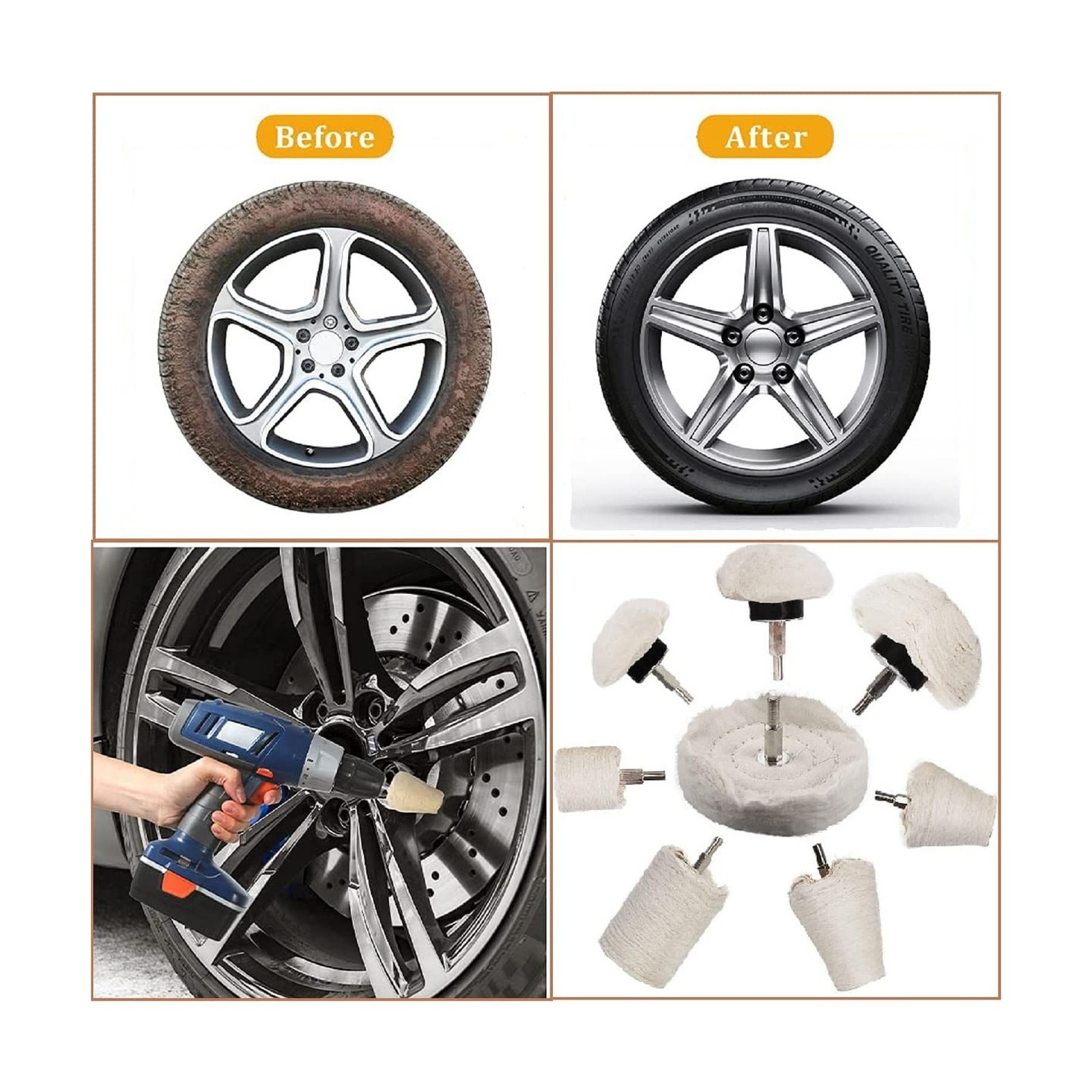 Buffing Wheel for Drill,8 pcs Buffing Pad Polishing Wheel Kits,Whee… Fast Ship