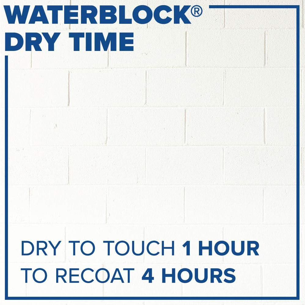 Waterblock Acrylic Masonry Waterproofer Paint, White, 1 Gallon