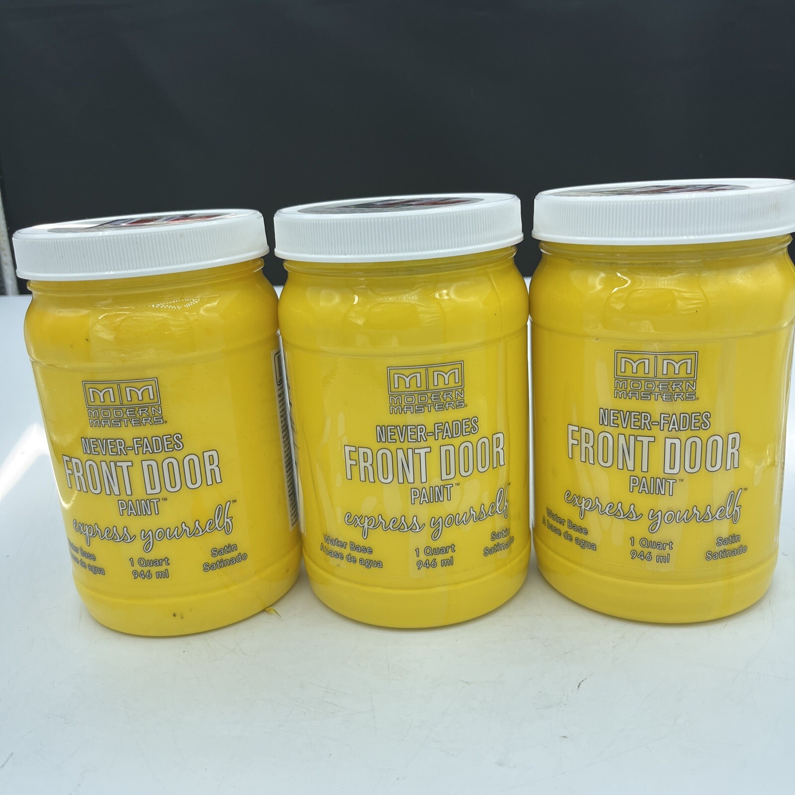 LOT of 3 |Modern Masters Water Base Front Door Paint, 1Qt Satin Satinado Yellow