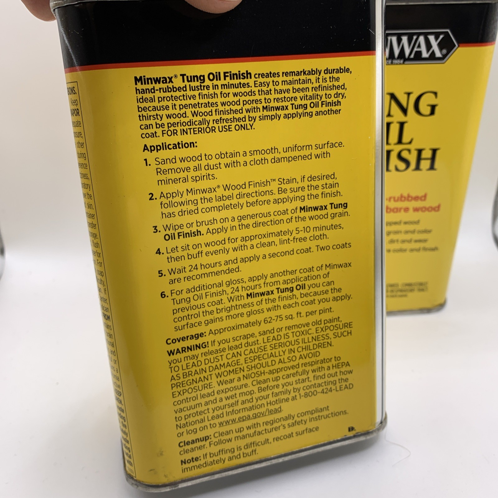 2 Pack Minwax Tung Oil Finish 16fl oz Can – 1 Pint – Wood Restoration