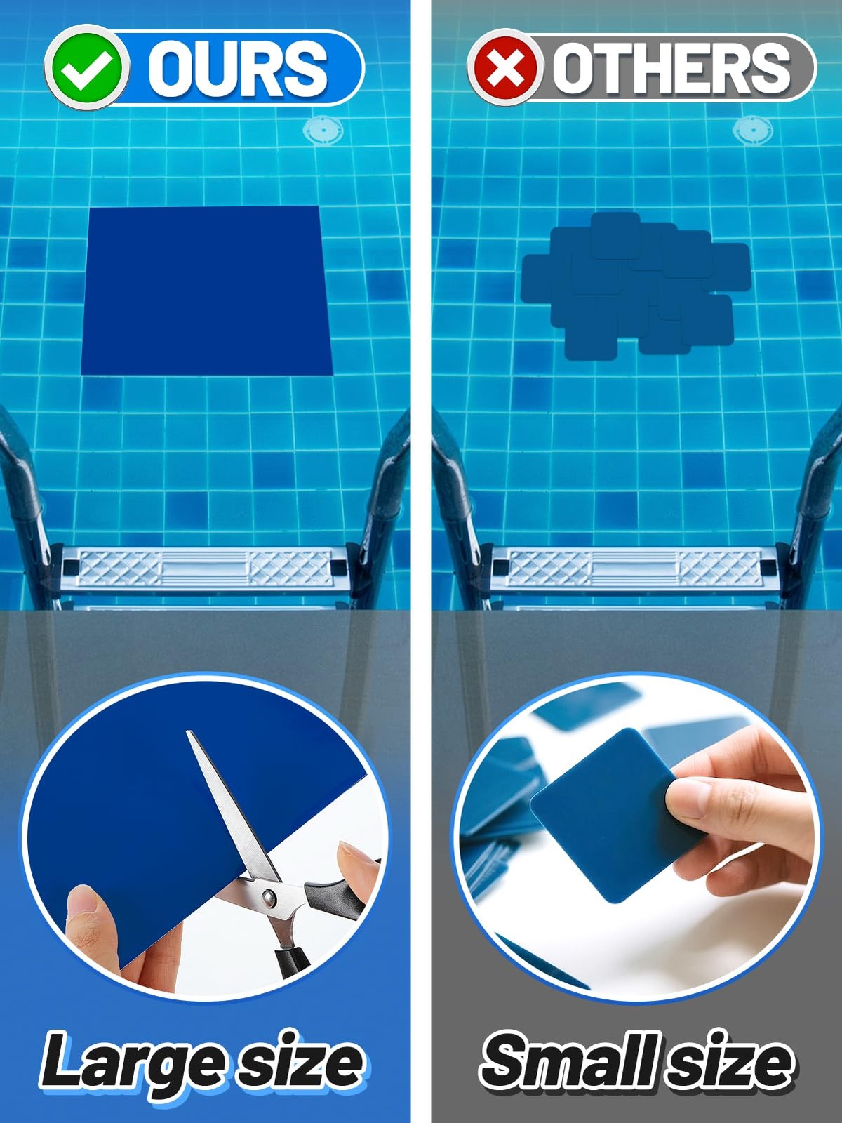 Aulock Exlarge Pool Liner Repair Patch – 4ft x 2.8ft Self-Adhesive Dark blue