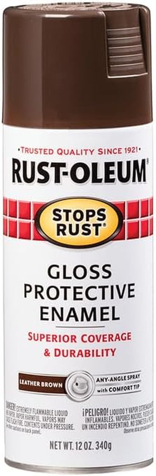 Rust-Oleum 7775830 Stops Rust Spray Paint, 12-Ounce, Gloss Leather Brown