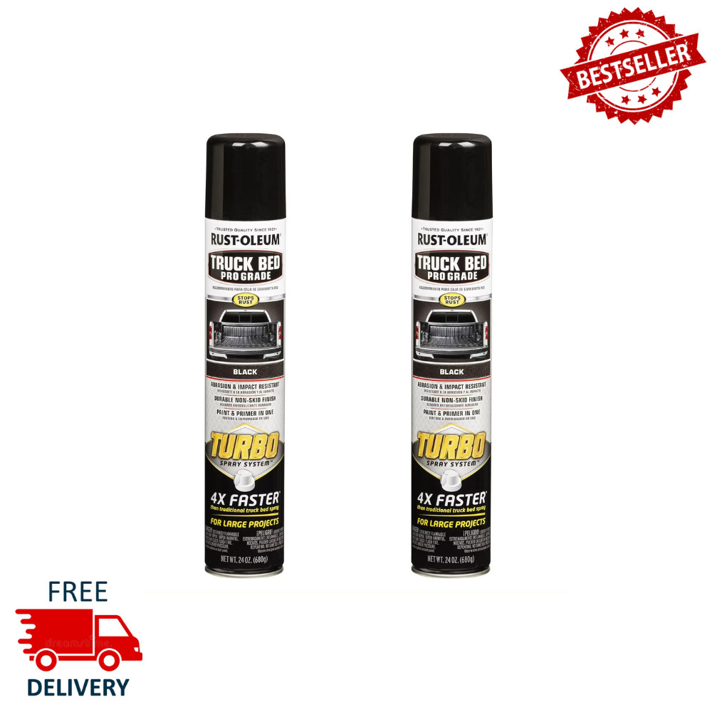Rust-Oleum Turbo Truck Bed Liner, Black Spray Paint, Professional Grade, 2 Pack