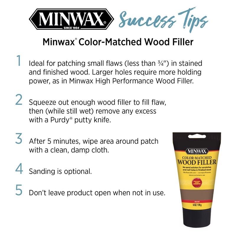 Minwax Color-Matched Wood Filler, Walnut, 6 oz 6 oz., Walnut