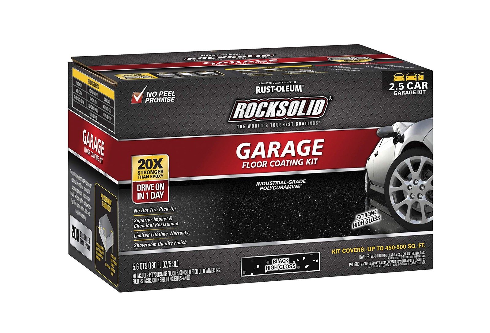Rust-Oleum 318697 RockSolid Polycuramine Garage 128 Fl Oz (Pack of 1), Black