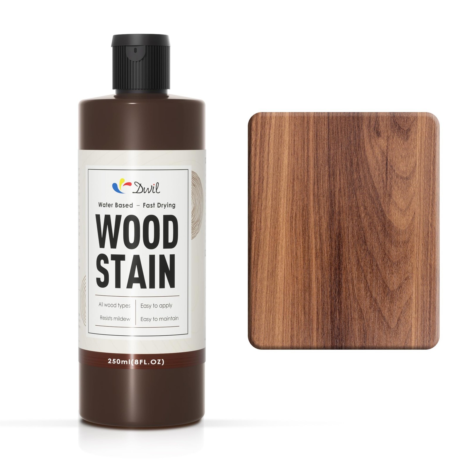 DWIL Water Based Wood Stain – Multiple Finishes, Fast Drying, 8.5OZ, Teak