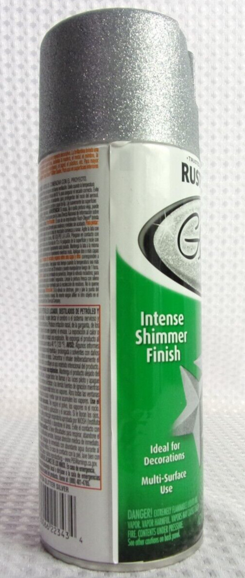 Rust-Oleum 267734 Silver Glitter Intense Shimmer Finish Spray Paint 3-pack NEW
