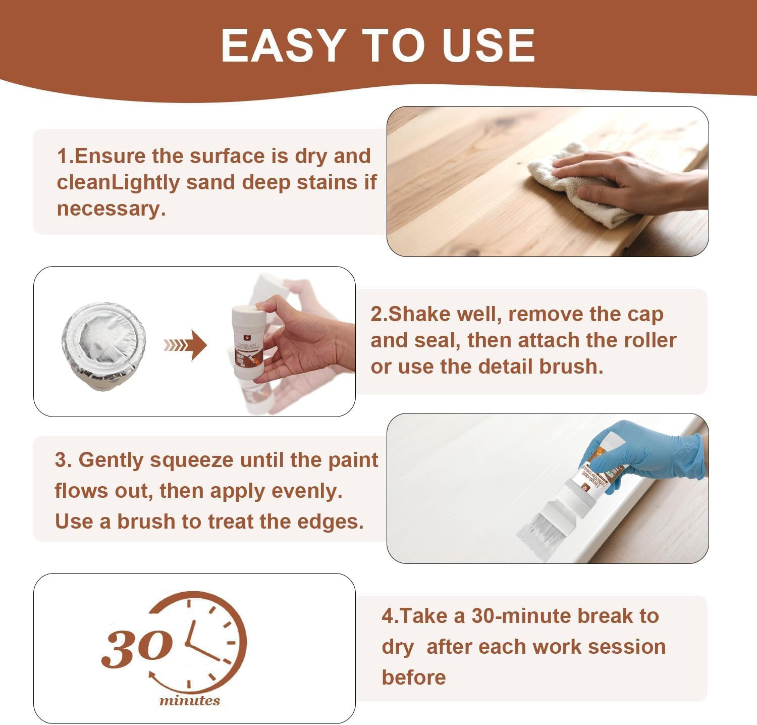 All-In-One Paint White, Touch-Up Paint for Furniture, Cabinets, Wood, Metal No S