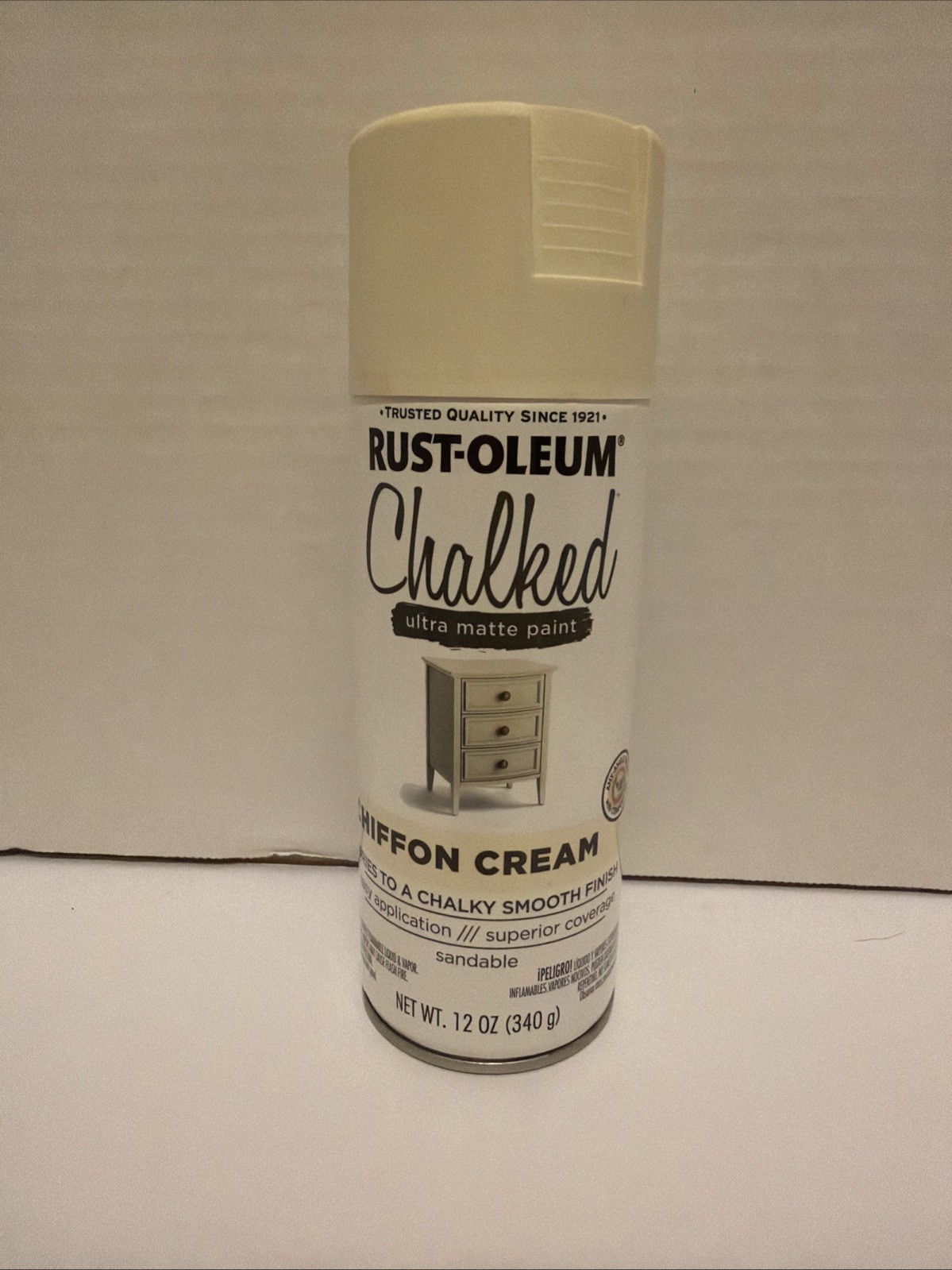 Rust-Oleum 302596 Chalked Ultra Matte Spray Paint, 12 Oz, Chiffon Cream