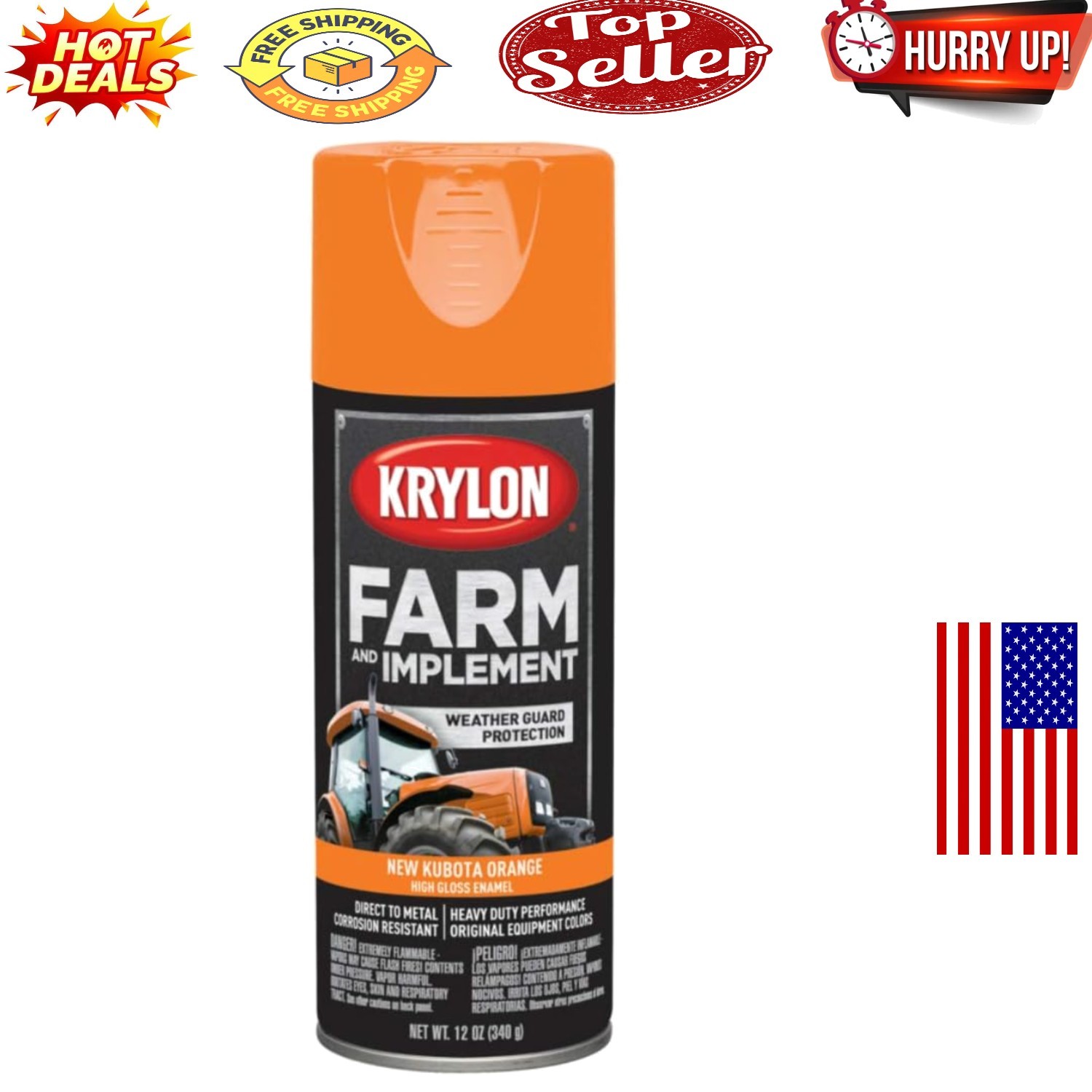 Krylon High Gloss Kubota Orange Spray Paint – 12 oz