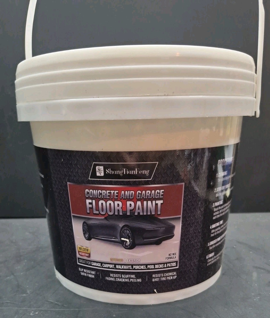 Slip Chem Resistant Gararge Floor Concrete Paint Coating Manor White 1 Gal