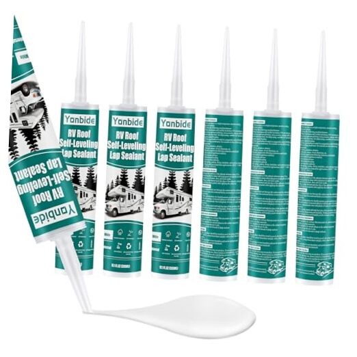 RV Silicone Sealant – RV Roof & Caulking White, Self-Leveling Lap Sealant 6 Pcs