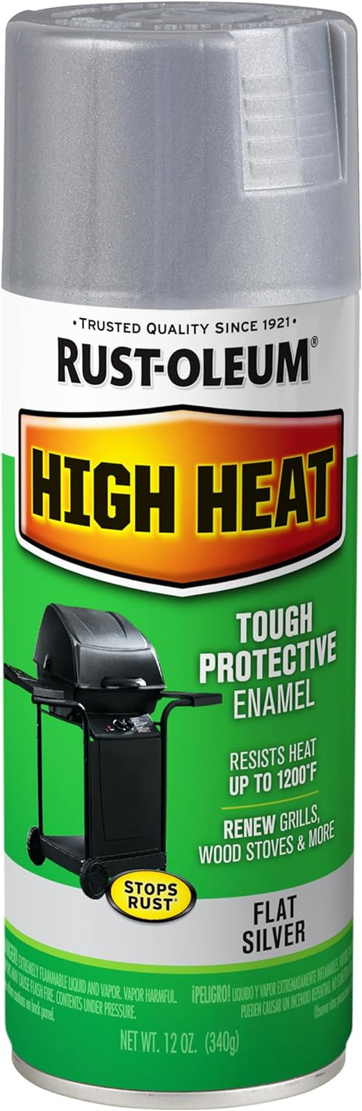 Rust-Oleum High Heat Enamel Spray Paint 12 oz Silver – 2000F BBQ & Exhaust NEW