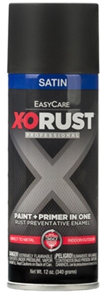X-O Rust XOP18-AER Satin Black Anti-Rust Enamel Spray Paint + Primer – 1 Pack