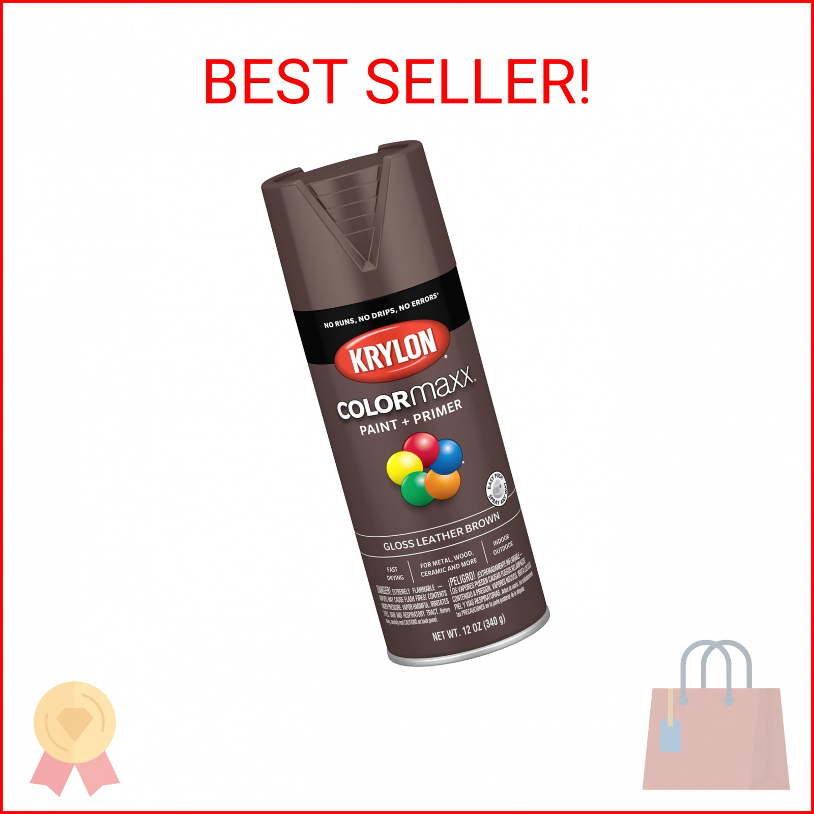 Krylon K05527007 COLORmaxx Spray Paint and Primer for Indoor/Outdoor Use, Gloss