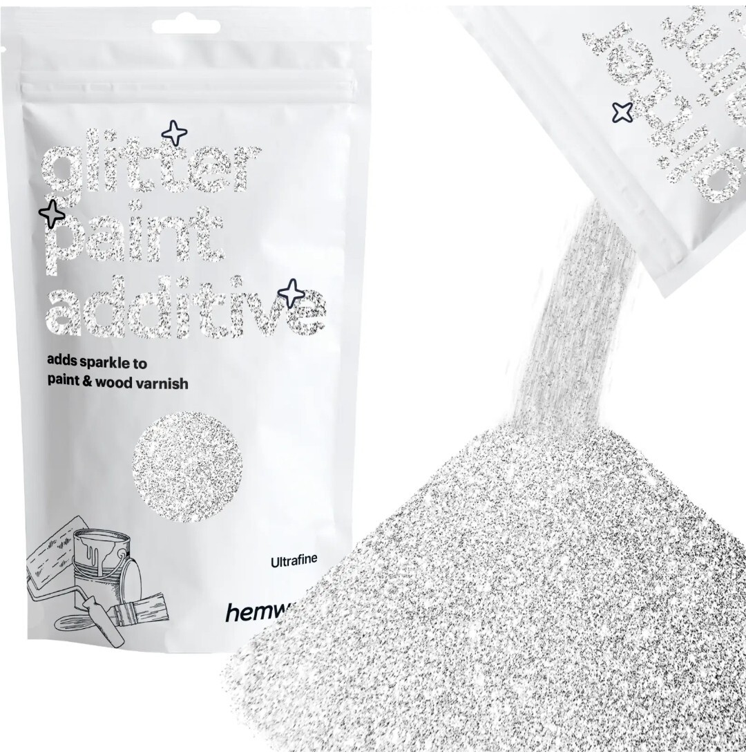 X2 Glitter For Paint Wall Additive for Emulsion Crystals Feature Bedroom. Silver
