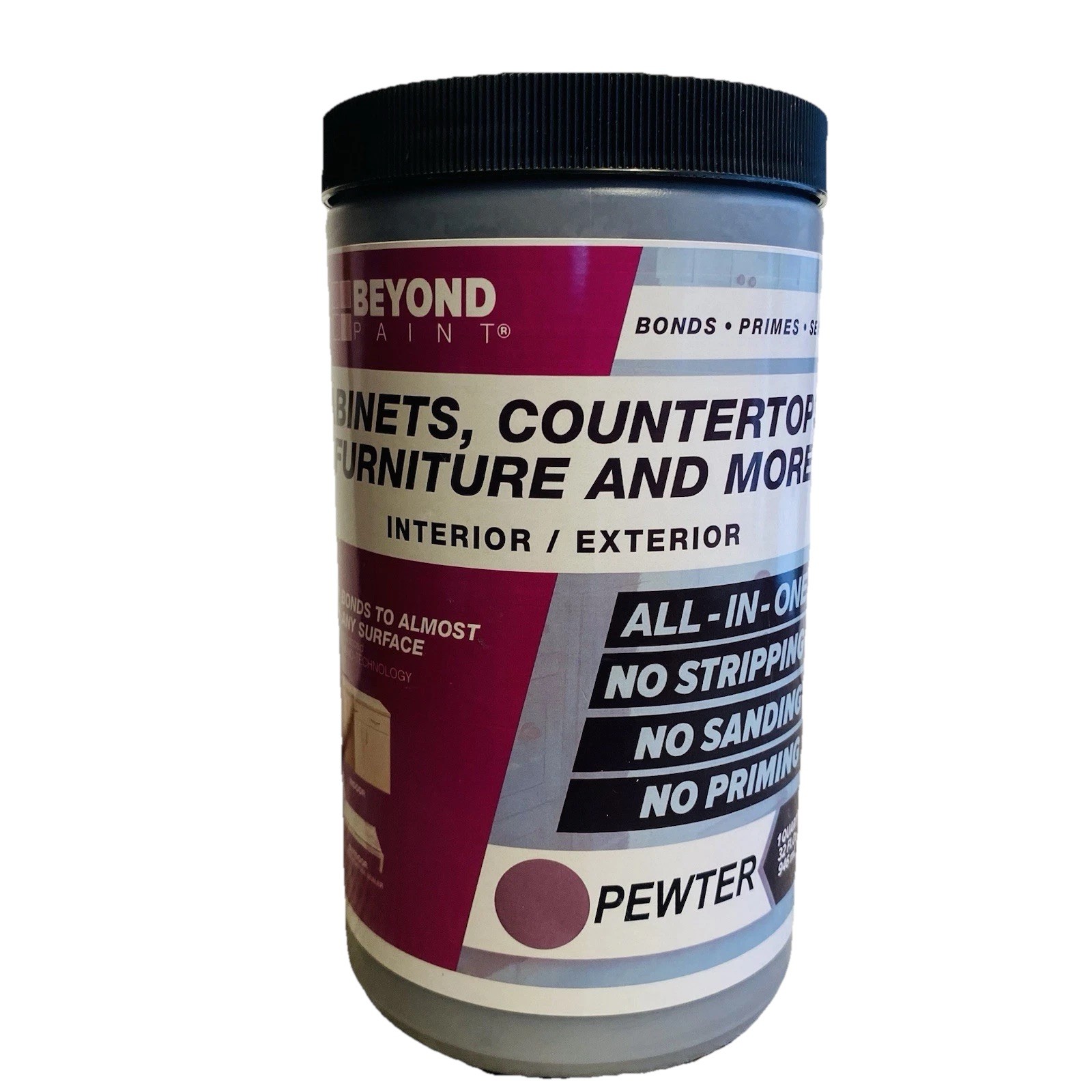 Beyond Paint Pewter 1 Quart All-In-One Cabinet Countertop Furniture Paint Matte