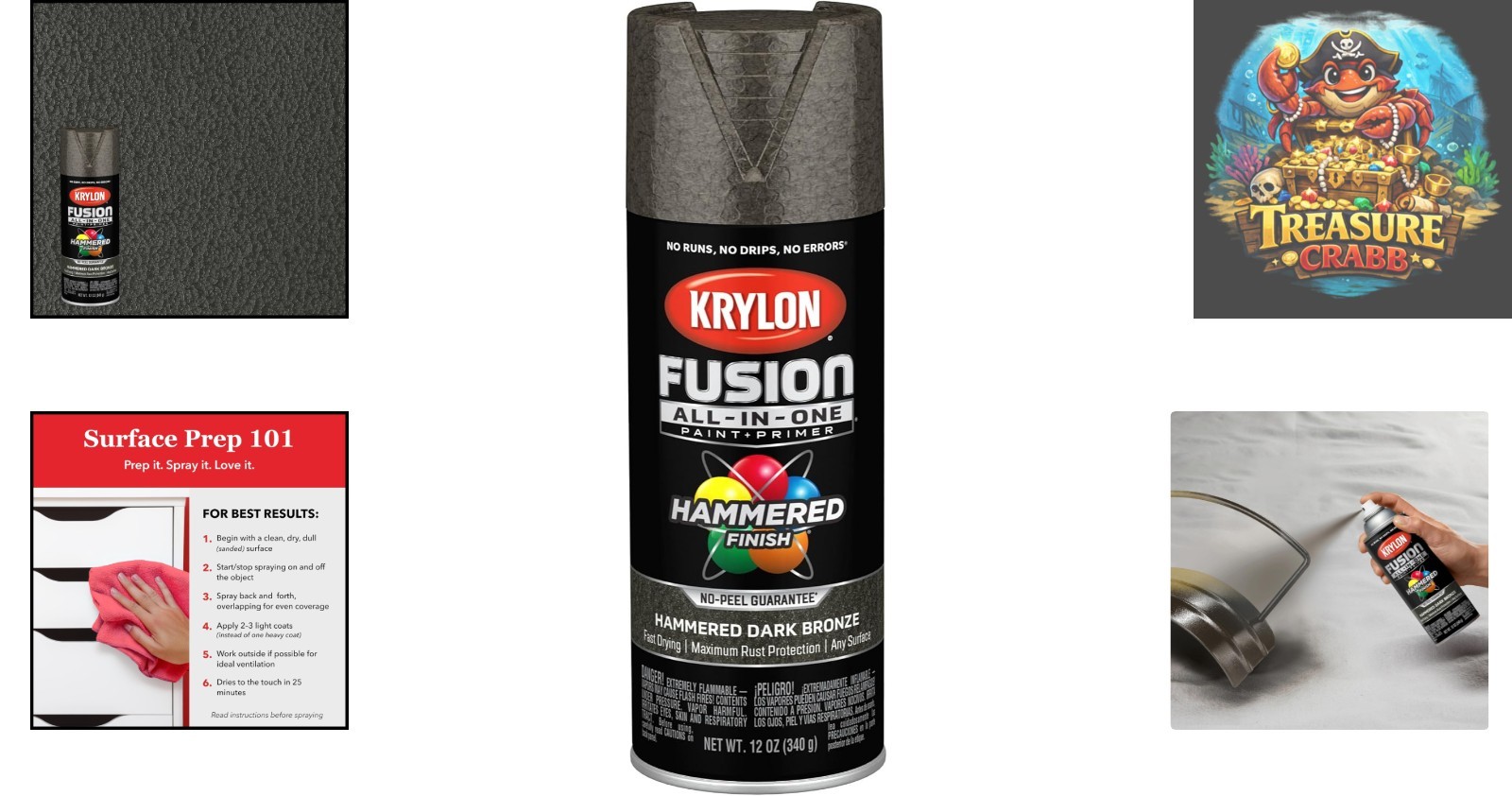 Fast-Drying Hammered Dark Bronze Spray Paint – Indoor/Outdoor Durability, 12 oz