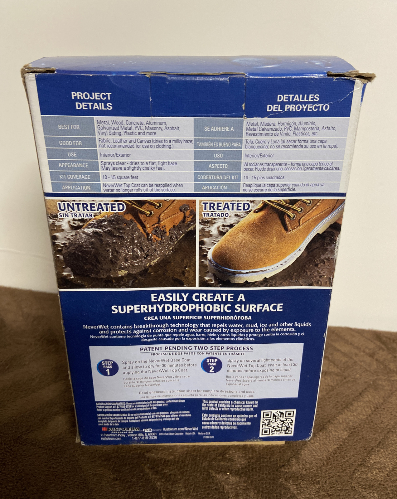 Rust-Oleum “NEVER WET” 2 Step Spray Kit WATERPROOF – Liquid￼ Repelling – 18 Oz
