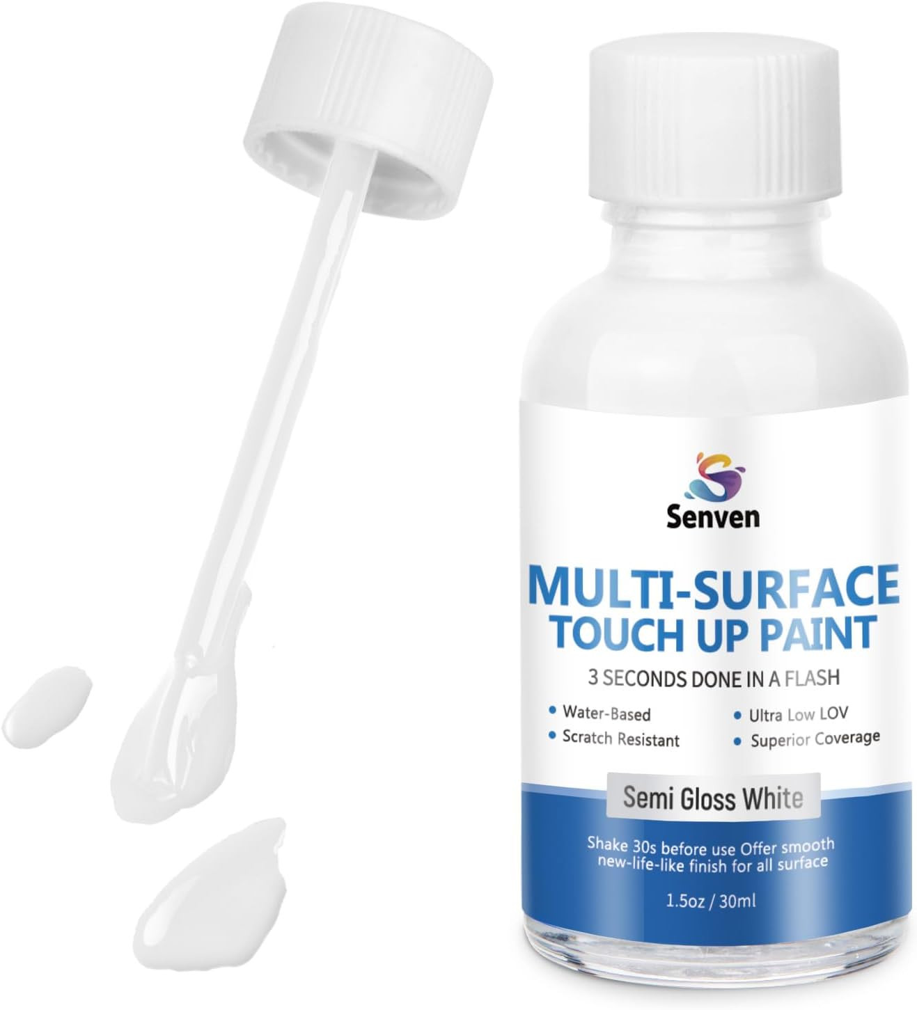 White Paint Multi Surface Semi-Gloss White Touch up Paint Repair for Metal,Wall,