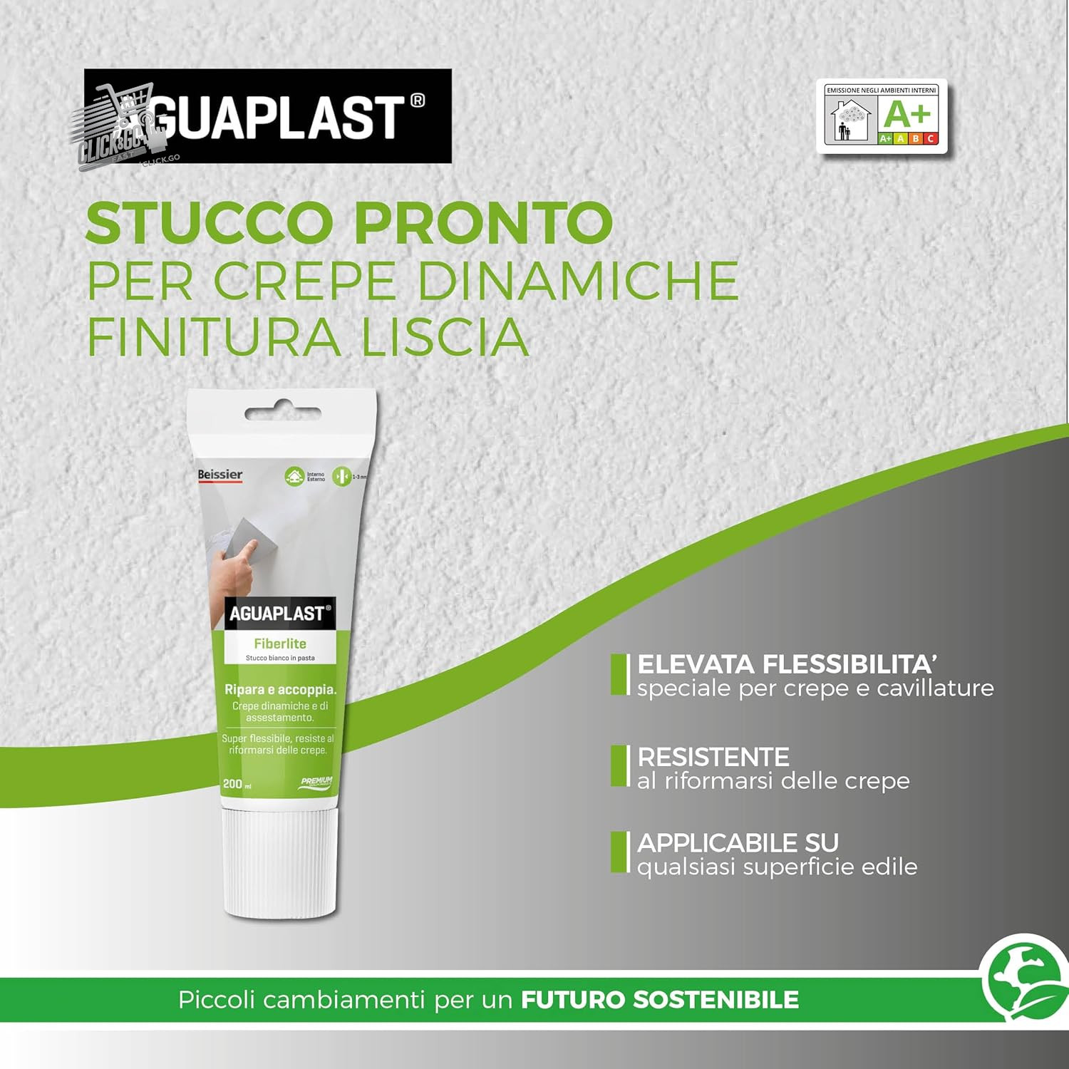 Fibrated Stucco Wall Plasterboard Paste Ready Use Elastic Crepe Fiberlite 750ml