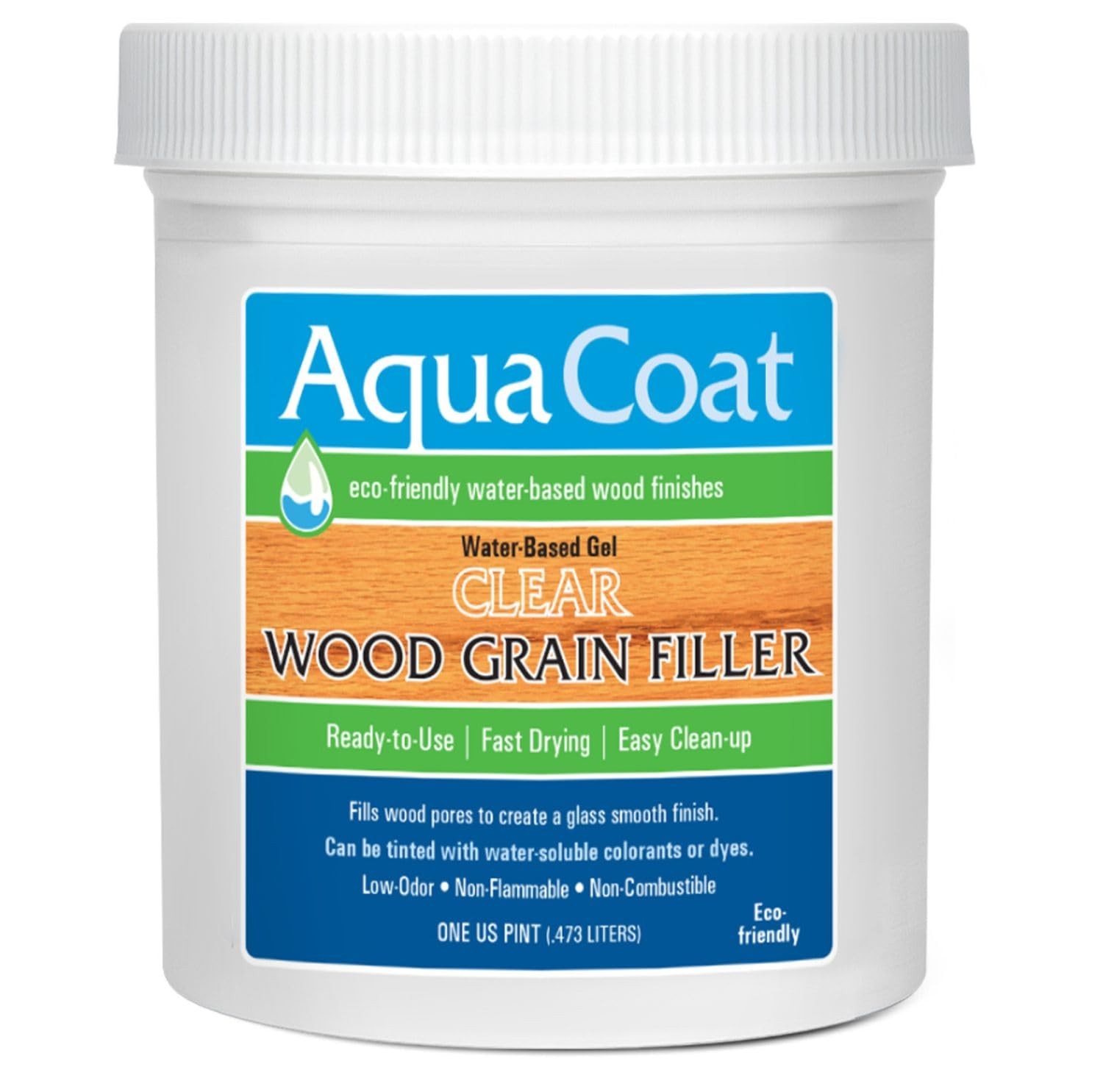 Aqua Coat Water-Based Clear Wood Grain Filler Gel, Fast-Drying, Low Odor, 16 oz