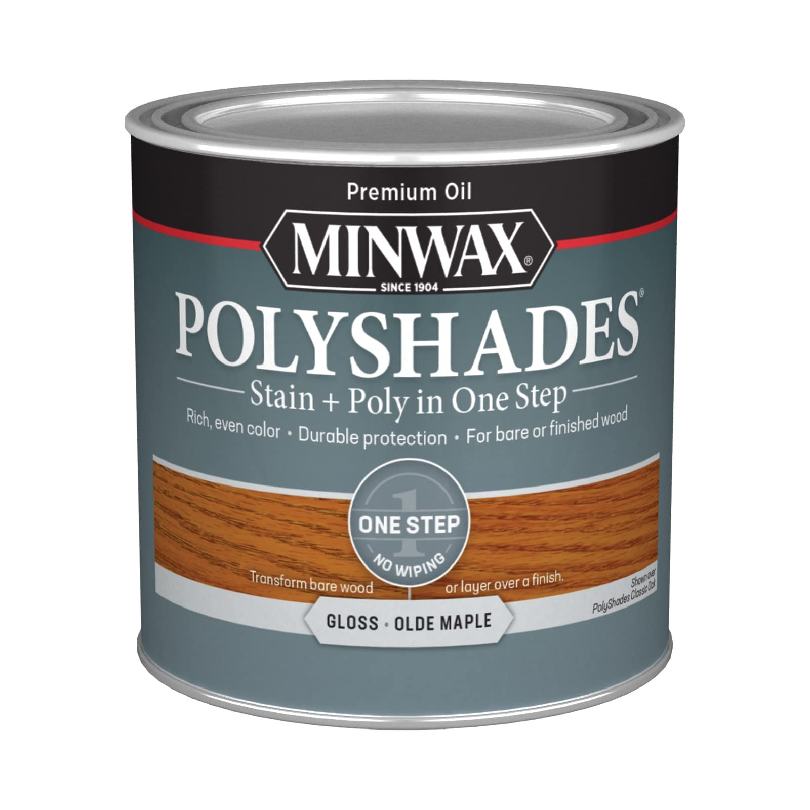 Minwax PolyShades Wood Stain + Polyurethane Finish – ½ 0.25 Quart, Olde Maple