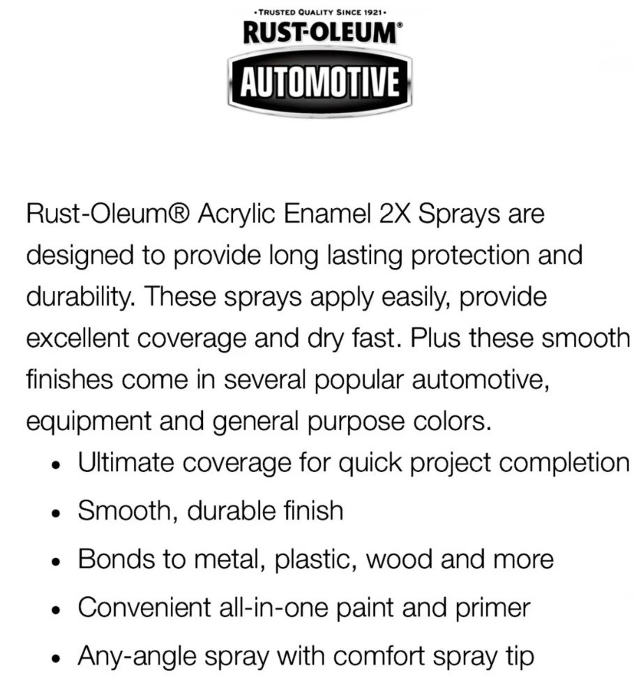 (2 Pk) Rust-Oleum 2X DOUBLE COVER Spray Paint Wood Metal Plastic HIGH GRADE
