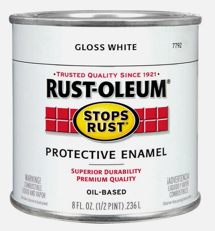Rust-Oleum GLOSS WHITE 0.5 pt Stops Rust PROTECTIVE ENAMEL Oil-Based 7792-730