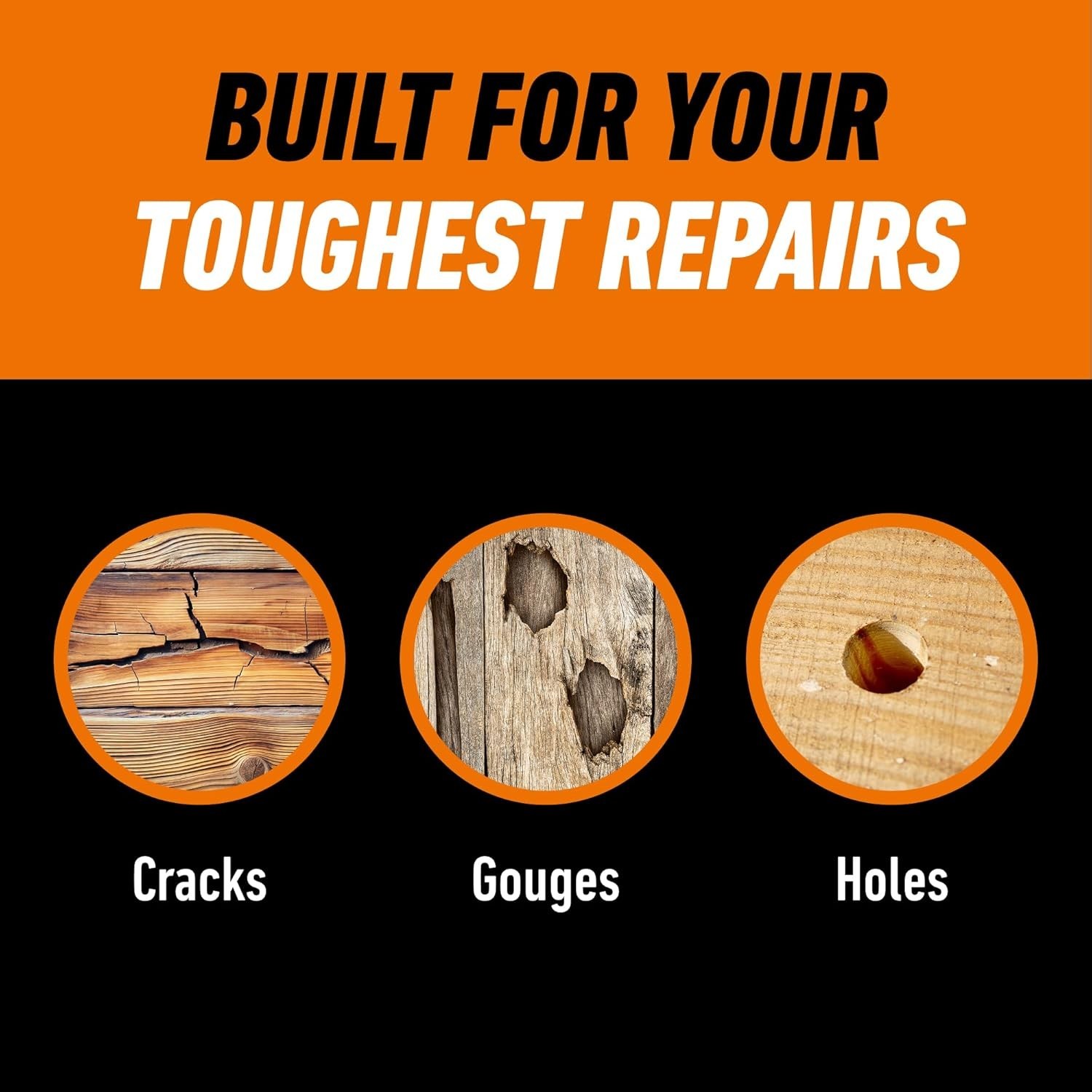 Gorilla All Purpose Wood Filler, Water Resistant White Wood Putty Repair, 6 Oz