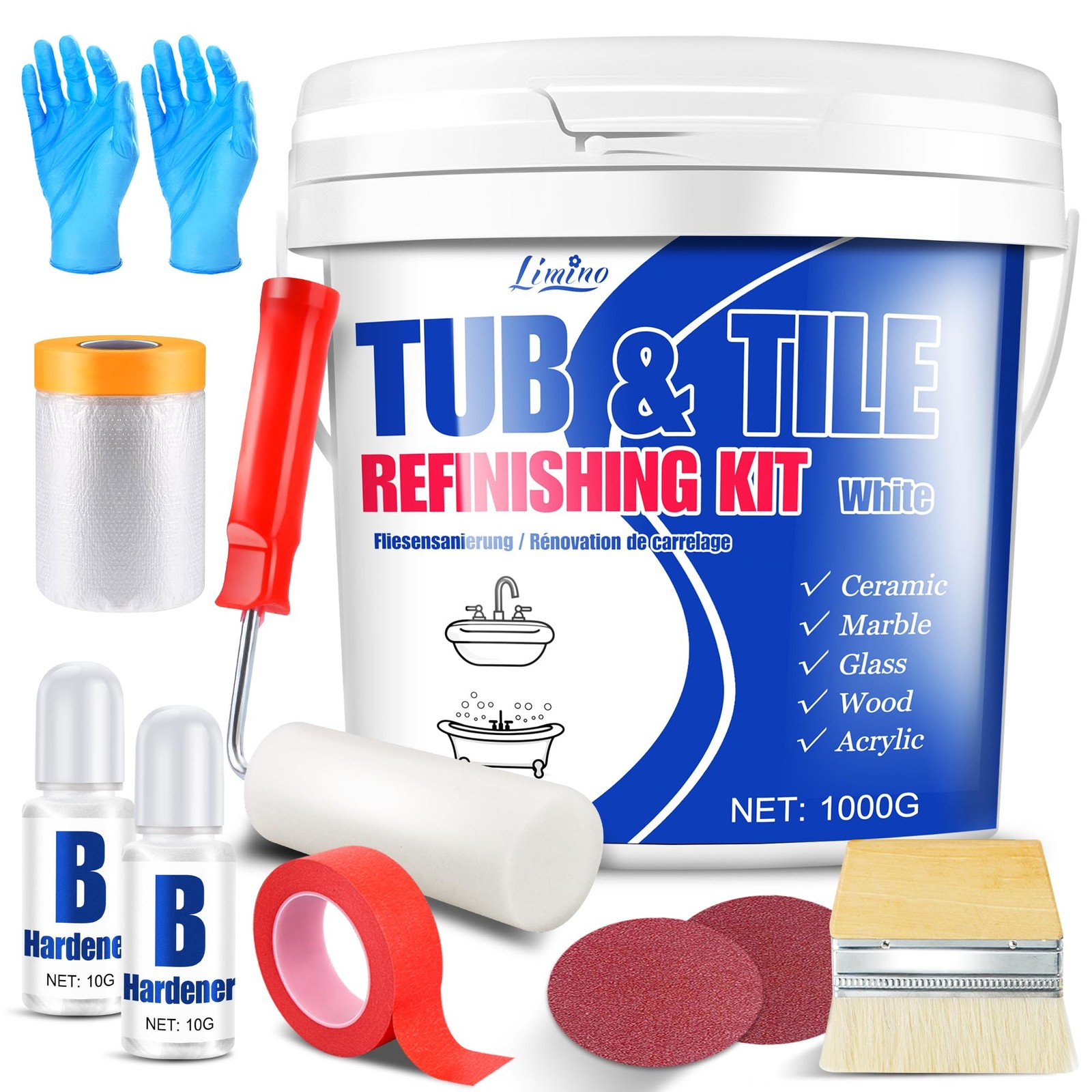 Tub and Tile Refinishing Kit – 35oz Semi-Gloss 35 Fl Oz (Pack of 1), White
