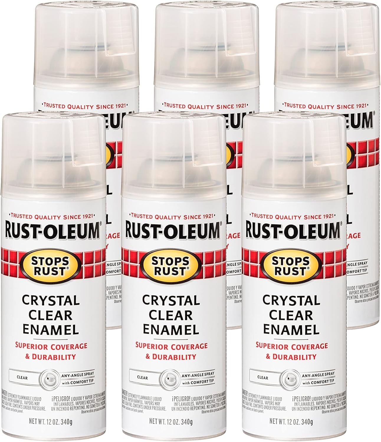 Rust Oleum Stops Rust Spray Paint Gloss Crystal Clear 12 Oz 6 Pack