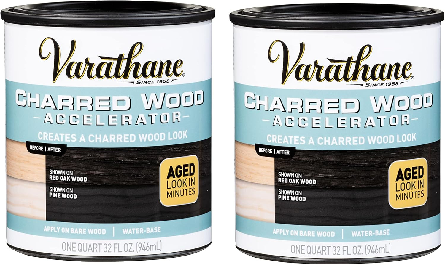 347105-2PK Charred Wood Accelerator, Quart, Black, 2 Pack