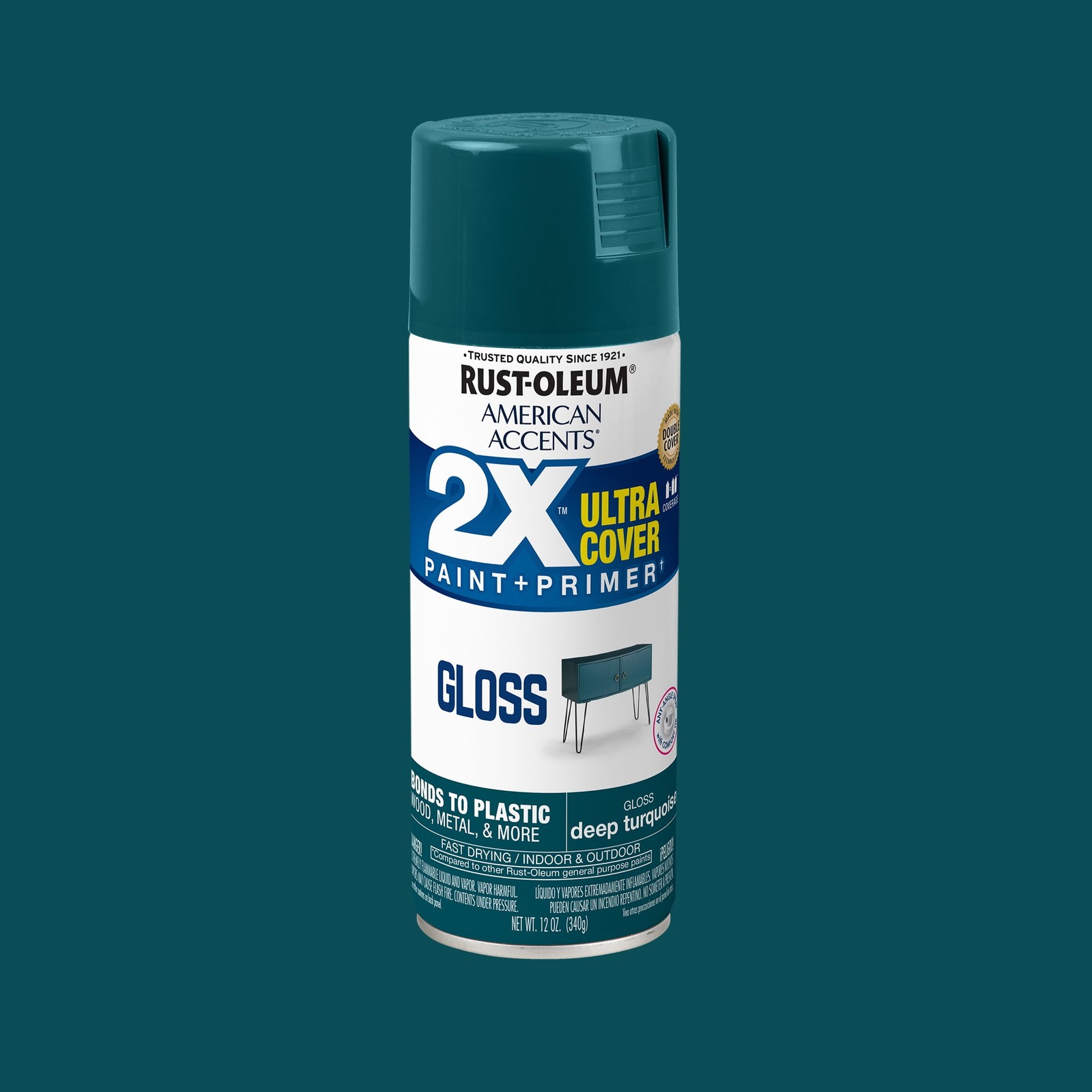 Gloss Spray Paint Deep Turquoise 12 oz 2 Pack Ultra Cover High Gloss Finish