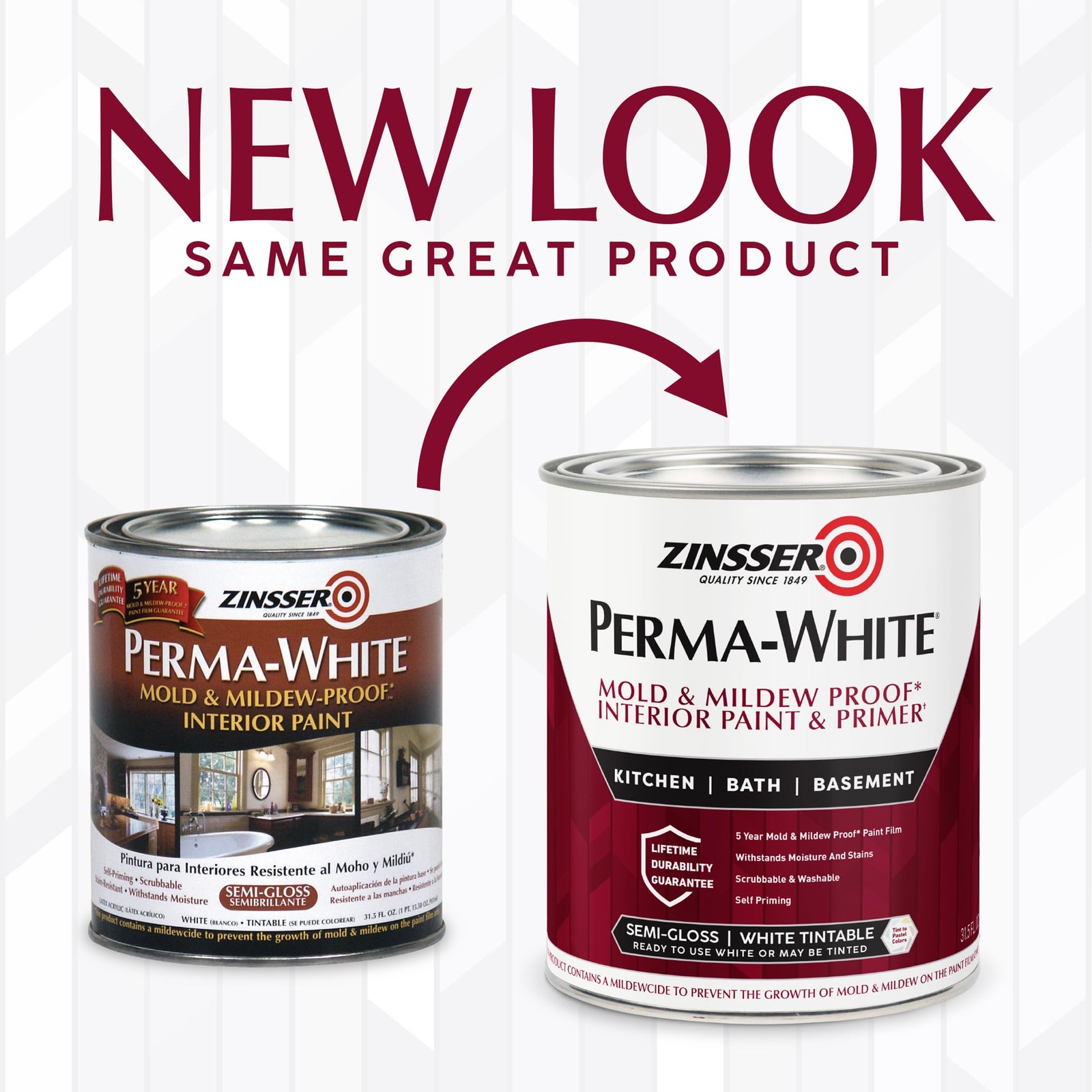02754 PERMA-WHITE Mold and Mildew Proof Interior Paint, Quart, Semi-Gloss White