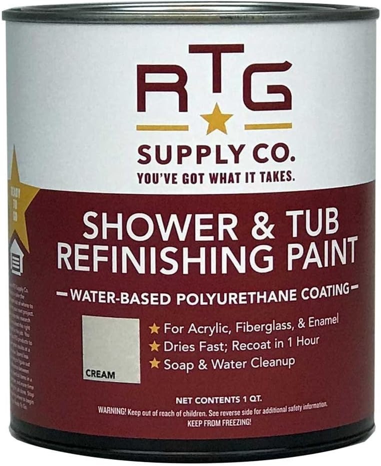 Transform Your Tub: RTG Shower Refinishing Paint Cream, 32 Fl Oz, Satin Finish